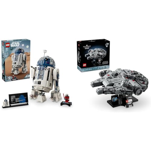 LEGO Star Wars R2-D2, Droide Steinen zum Sammeln, Bauen, Spielen und Ausstellen & Star Wars Millennium Falcon, Modell eines Sternenschiffs aus Star Wars von LEGO