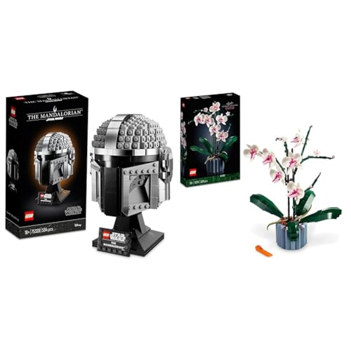 LEGO Star Wars The Mandalorian Helm Modellbausatz für Erwachsene & Icons Orchidee, Künstliche Pflanzen Set mit Blumen, Modellbausatz für Erwachsene von LEGO