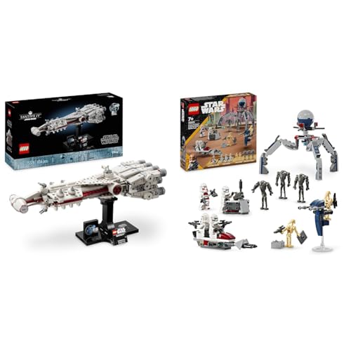 LEGO Star Wars: Tantive IV, Modell eines Sternenschiffs aus Star Wars & Star Wars Clone Trooper & Battle Droid Battle Pack, Spielzeug für Kinder mit baubarem Speeder Bike von LEGO