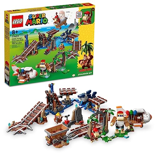 LEGO Super Mario Diddy Kong's Mine Cart Ride Erweiterungsset 71425, Sammelbauspielzeug mit Ziegelstein gebaute Funky Kong Figur, Super Mario Geschenkset für Kinder im Alter von 8-10 Jahren zum von LEGO