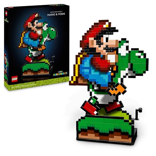 LEGO Super Mario World: Mario & Yoshi Nintendo Set zum Sammeln, pixelige Figuren, Modell zum Bauen und Ausstellen, Wohn-Deko und Sammlerstück, Modellbausatz und Geschenk für Erwachsene Fans 71438 von LEGO