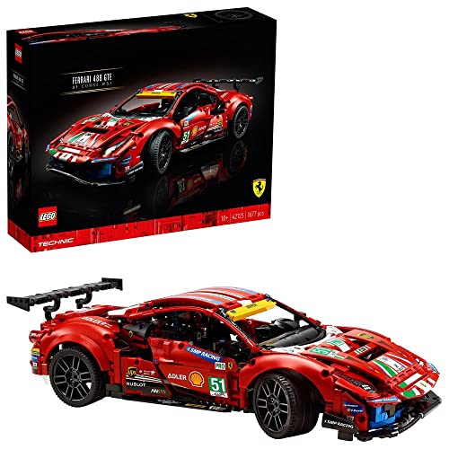 LEGO Technic 42125 Ferrari 488 GTE AF Corse # 51, Authentisches Langstreckenrennwagenmodell für Erwachsene von LEGO