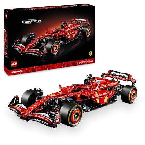 LEGO Technic Ferrari SF-24 F1 Rennauto - Modellauto für Erwachsene - Formel 1 Set zum Sammeln - V6-Motor, Getriebe, Lenkung und DRS im Maßstab 1:8 - Geschenk für Fans von Motorsport & Rennwagen 42207 von LEGO