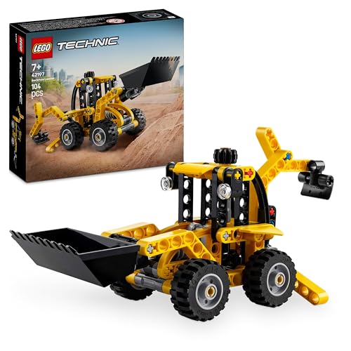 LEGO Technic Baggerlader, Bauspielzeug Set für Jungen und Mädchen ab 7 Jahren, Fahrzeug, Lernspielzeug mit Bagger, Schaufeln und Ausleger 42197 von LEGO