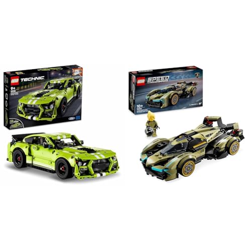 LEGO Technic Ford Mustang Shelby GT500 Set 42138 + Speed ​​Champions Lamborghini Lambo V12 Vision GT Super Car 76923, baubares Fahrzeugmodellset, Autobausatz von LEGO