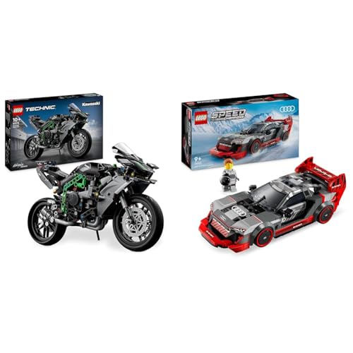 LEGO Technic Kawasaki Ninja H2R Motorrad, Geschenk für Kinder & Erwachsene & Speed Champions Audi S1 e-tron Quattro Rennwagen Set mit Auto-Spielzeug zum Bauen von LEGO