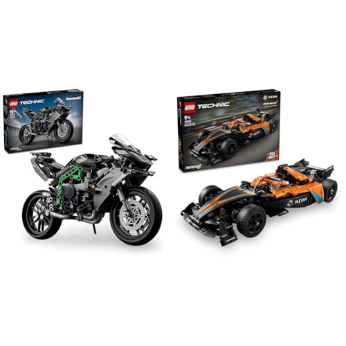 LEGO Technic Kawasaki Ninja H2R Motorrad, Geschenk für Kinder & Erwachsene & Technic NEOM McLaren Formula E Race Car, Rennwagen Spielzeug für Kinder ab 9 Jahren von LEGO