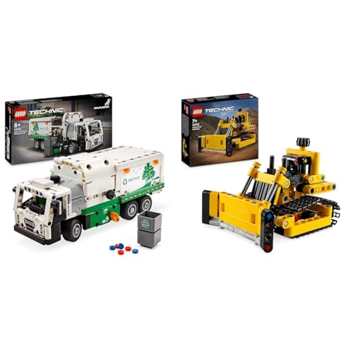 LEGO Technic Mack LR Electric Müllwagen, Müllauto-Modell für Recycling-Rollenspiele & Technic Schwerlast Bulldozer, Spielzeug-Planierraupe zum Bauen von LEGO