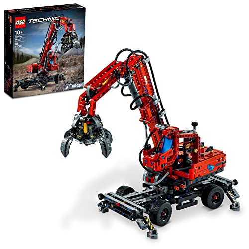 LEGO Technic Material Handler Crane 42144 Bauset für Kinder ab 10 Jahren, EIN Geschenk, die pneumatische Modelle und Baustellenspielzeug lieben (835-teilig), 6379499, Mehrfarbig von LEGO