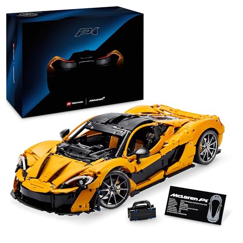 LEGO Technic McLaren P1, Set mit Supersportwagen für Erwachsene, Geschenk für Autofans, maßstabsgetreues Sammlerstück mit V8-Kolbenmotor und 7-Gang-Getriebe, Modellauto, Spielzeugauto Set 42172 von LEGO