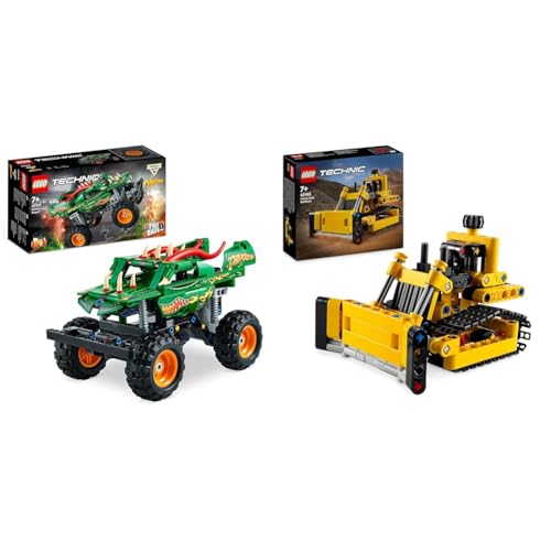 LEGO Technic Monster Jam Dragon, Monster Truck-Spielzeug & Technic Schwerlast Bulldozer, Spielzeug-Planierraupe zum Bauen von LEGO