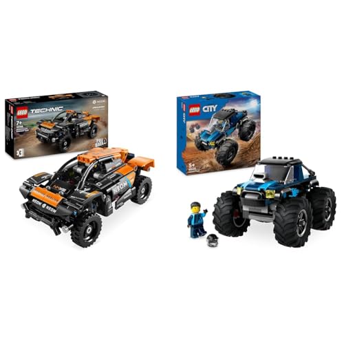 LEGO Technic NEOM McLaren Extreme E Race Car Set, Auto-Spielzeug mit Rückziehmotor & City Blauer Monstertruck, Offroad-Auto-Spielzeug, Fahrzeug-Set mit Rennfahrer-Minifigur von LEGO