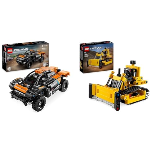 LEGO Technic NEOM McLaren Extreme E Race Car Set, Auto-Spielzeug mit Rückziehmotor & Technic Schwerlast Bulldozer, Spielzeug-Planierraupe zum Bauen von LEGO