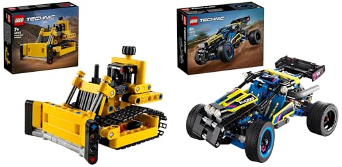 LEGO Technic Offroad Rennbuggy, Auto-Spielzeug für Kinder & Technic Schwerlast Bulldozer, Spielzeug-Planierraupe zum Bauen von LEGO