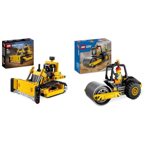 LEGO Technic Schwerlast Bulldozer, Spielzeug-Planierraupe zum Bauen & City Straßenwalze, Baustellenfahrzeug für Kinder ab 5 Jahren von LEGO