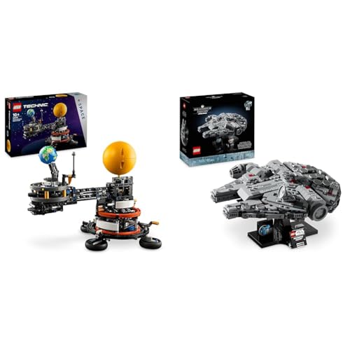 LEGO Technic Sonne Erde Mond Modell Spielset, Geschenk für Kinder ab 10 Jahren & Star Wars Millennium Falcon, 25. Jahrestag Set für Erwachsene von LEGO