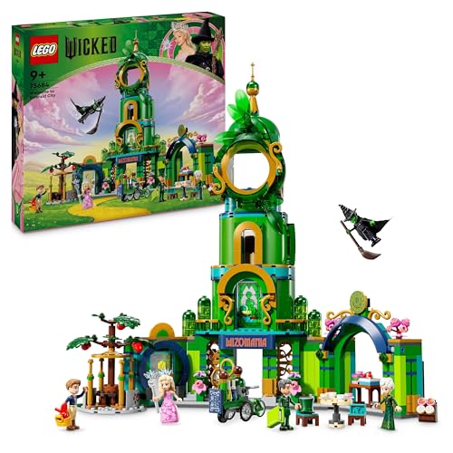 LEGO Wicked Willkommen in Emerald City, Spielzeug mit Turm, Glinda und Elphaba Mini-Puppen, Geschenk für Fans des Films und Mädchen und Jungen ab 9 Jahren, die Puppenhäuser lieben 75684 von LEGO