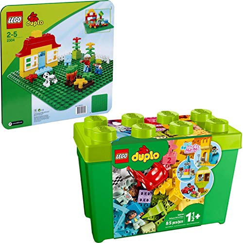 Lego® DUPLO® 2er Set 2304 10914 Grüne Bauplatte + Deluxe Steinebox von LEGO