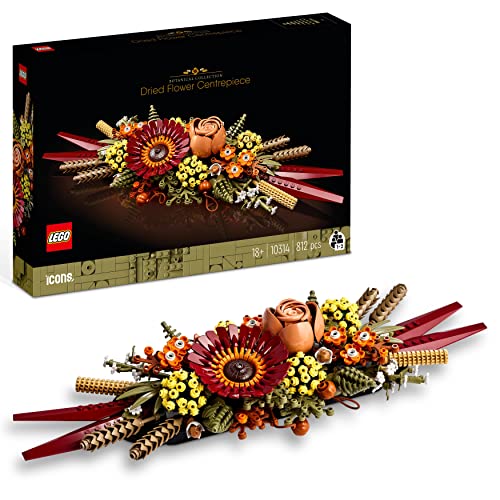 LEGO Botanicals Trockenblumengesteck Set - Botanik Kollektion - Modell zum Basteln für Erwachsene - Künstliche Blumen mit Rose und Gerbera - Tischdeko oder Wanddeko 10314 von LEGO