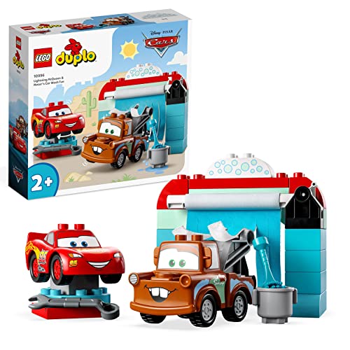 LEGO 10996 DUPLO Disney and Pixar's Cars Lightning McQueen & Mater in der Waschanlage Spielzeugautos, Motorikspielzeug für Jungen und Mädchen ab 2 Jahren von LEGO