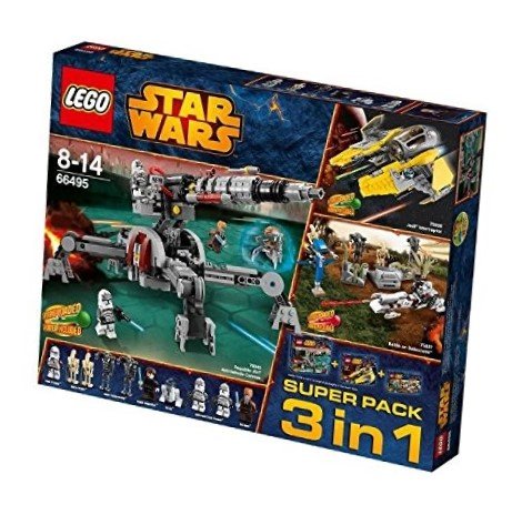 Lego 66495 Star Wars Super Pack 3 in 1 bestehend aus: 75038 Jedi Interceptor, 75037 Battle on Saleucami, 75045 Republic AV-7 Anti-Vehicle Cannon von LEGO