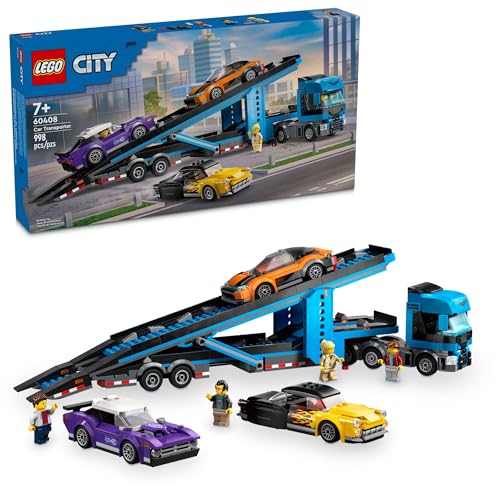 Lego City 60408 - Autotransporter mit Sportwagen, Muslcar und Hot Rod (998 Teile) von LEGO