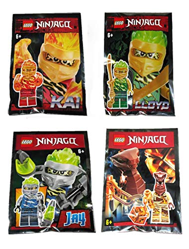 Lego Ninjago Kai Lloyd Jay and Pyro Whipper FS Spinjitzu Slam Minifigures- Collector Foil Pack Combo von LEGO