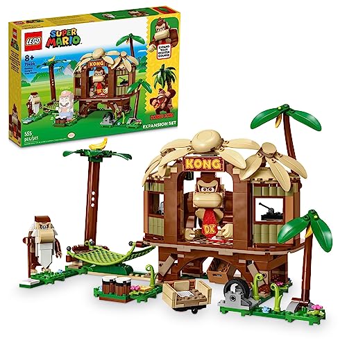 LEGO Super Mario Donkey Kongs Baumhaus Erweiterungsset, baubares Spiel mit 2 Sammelfiguren Super Mario Donkey Kong und Cranky Kong, lustiges Geburtstagsgeschenk für 8-10-jährige Kinder, 71424 von LEGO