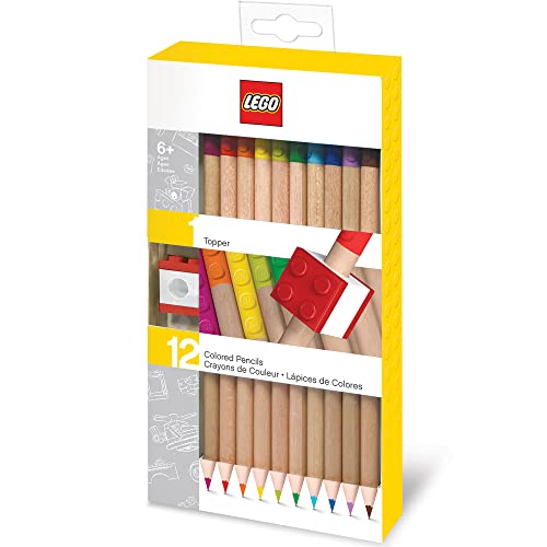 IQ LEGO 12er-Pack Buntstifte mit Bleistiftaufsatz (52064), ab 6 Jahren, 12 Buntstifte von IQ