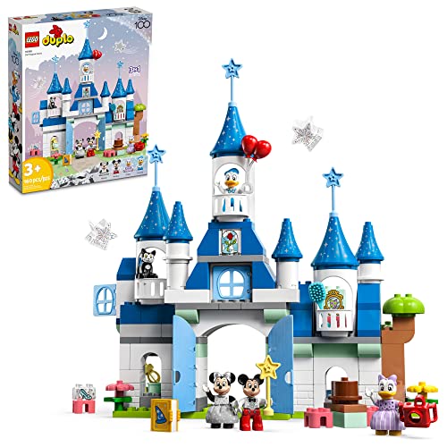 Lego DUPLO Disney 3 in 1 Magic Castle 10998 Bauset zum Familienspiel mit 5 Disney-Figuren inklusive Mickey, Minnie und Freunden, magisches Disney 100 für Kinder & Kleinkinder ab 3 Jahren von LEGO