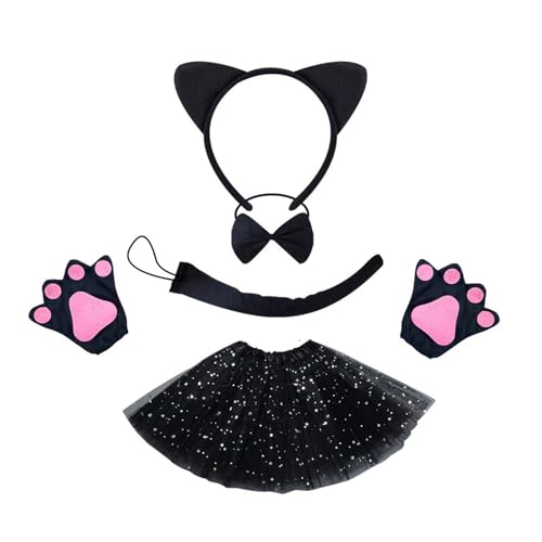 LEIDJGUN Catgirl Dress Up Outfit Halloween Katzen Tierkostüm Accessoires Für Kinder Cosplay Geburtstag Weihnachten Halloween von LEIDJGUN