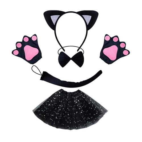 LEIDJGUN Catgirl Dress Up Outfit Halloween Katzen Tierkostüm Accessoires Für Kinder Cosplay Geburtstag Weihnachten Halloween von LEIDJGUN