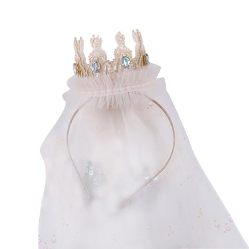 LEIDJGUN Geburtstagskronen Tiaras Prinzessin Krone Stirnband Prinzessin Stirnband Schleier Geburtstag Stirnband Geburtstag Party Kronen für Mädchen von LEIDJGUN