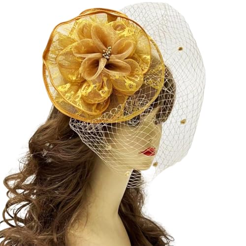 LEIDJGUN Große Blumen-Haarspangen für Frauen, Flapper-Kopfschmuck, Zubehör für Cosplay, Party, elegante Spitzen-Perlen-Haarspangen von LEIDJGUN