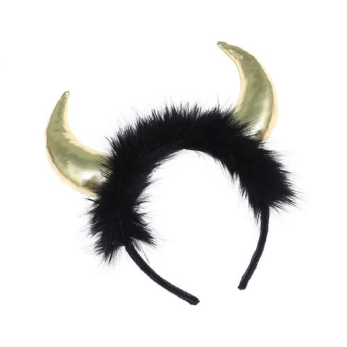 LEIDJGUN Halloween Devil Horns Stirnband Kopfbedeckungen Cosplay Kopfbedeckung Golden Cosplay Accessoire Für Kostümfeiern von LEIDJGUN