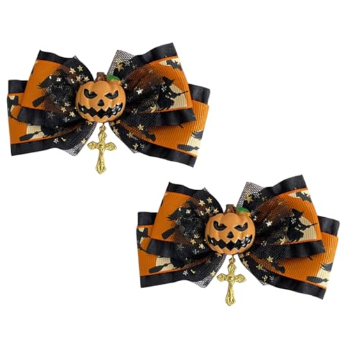 LEIDJGUN Halloween Kürbis Haarspangen Choker Bowlers Hut Fledermaus Flügel für Mädchen Halloween Teufelsflügel mit Spitzenband von LEIDJGUN