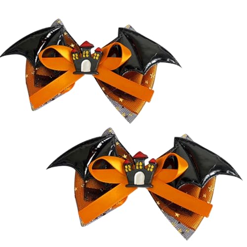 LEIDJGUN Halloween Kürbis Haarspangen Choker Bowlers Hut Fledermaus Flügel für Mädchen Halloween Teufelsflügel mit Spitzenband von LEIDJGUN