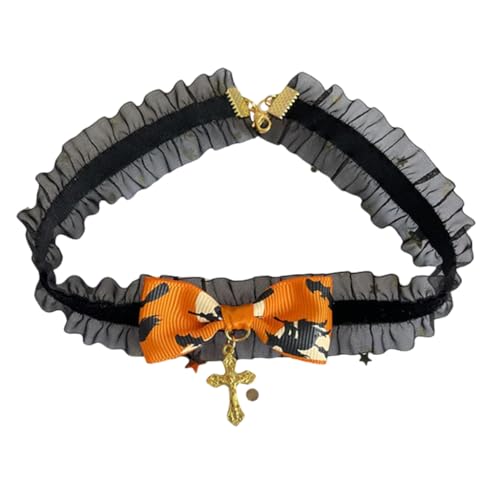 LEIDJGUN Halloween Kürbis Haarspangen Choker Bowlers Hut Fledermaus Flügel für Mädchen Halloween Teufelsflügel mit Spitzenband von LEIDJGUN