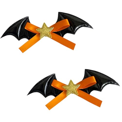 LEIDJGUN Halloween Kürbis Haarspangen Choker Bowlers Hut Fledermaus Flügel für Mädchen Halloween Teufelsflügel mit Spitzenband von LEIDJGUN