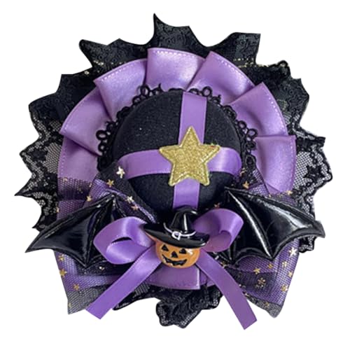 LEIDJGUN Halloween Kürbis Haarspangen Choker Bowlers Hut Fledermaus Flügel für Mädchen Halloween Teufelsflügel mit Spitzenband von LEIDJGUN