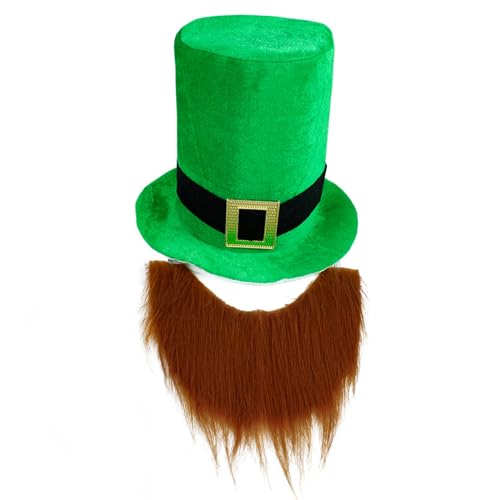 LEIDJGUN Irisches grünes Kostümzubehör für StPatrick Day Festival Dekor Top Bart Hut Party Requisiten Supplies Urlaub Dekoration von LEIDJGUN