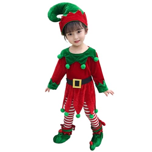 LEIDJGUN Kid Christmas Dwarf Outfit Einschließlich Zwerganzug Kostüm Zwerghut Und Schuhabdeckungen Für Boy Girl Geburtstag Weihnachten von LEIDJGUN