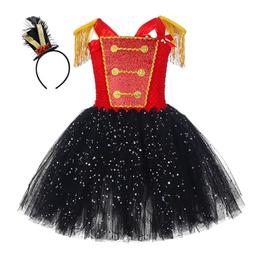 LEIDJGUN Mädchen Tutuskleid Mit Stirnband Pailletten Prinzessin Kleid Glitzernde Zirkusringmasters Kostüm Für Halloween Party von LEIDJGUN