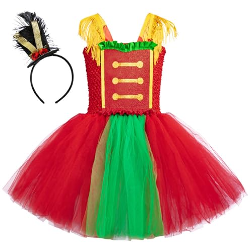 LEIDJGUN Mädchen Tutuskleid Mit Stirnband Pailletten Prinzessin Kleid Glitzernde Zirkusringmasters Kostüm Für Halloween Party von LEIDJGUN