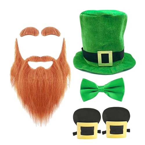 LEIDJGUN Patricks Day Kostüm Set Kobold Augenbrauen Schnurrbartschuhe Für Partykostüm Irische Festivalzubehör von LEIDJGUN