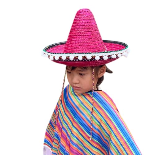 LEIDJGUN Sombrero-Hut aus Bambus, mit breiter Krempe, für Kinder, Halloween, Party, Kopfbedeckung von LEIDJGUN