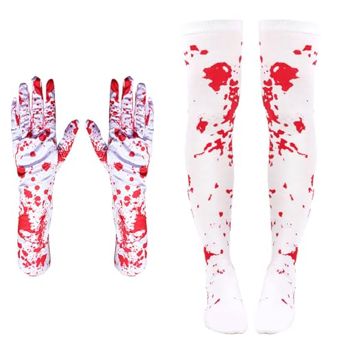 LEIDJGUN Splattered Blood Glasses Halloween Pointed Hat Bloody Gloves Stockings Decorative Glasses Halloween Costume Accessories von LEIDJGUN