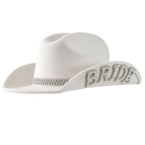 LEIDJGUN Strass-Hut für Damen, Cosplay, Kostüm, Hut, Junggesellinnenabschied, Kopfbedeckung, Hochzeit, Party, Western-Brauthut von LEIDJGUN