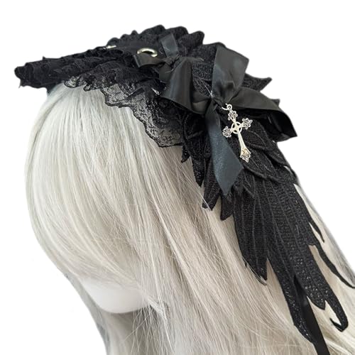 LEIDJGUN Verstellbares Flügelhaarband, Gothic-Punk-Haarband, Kopfschmuck, bequemes Stirnband, stilvolles Party-Kostüm, Haar-Accessoire von LEIDJGUN