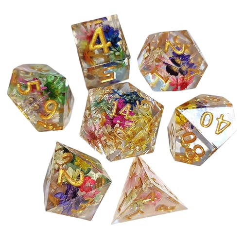 Set Mit 7 Polyedrischen Würfeln Aus Kunstharz Für Rollenspiele Rollenspiele Polyedrische Würfel Mit Schillerndem Glitzer von LEIDJGUN